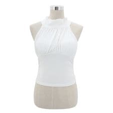 ホルターネックノースリーブシフォンブラウス カップ付