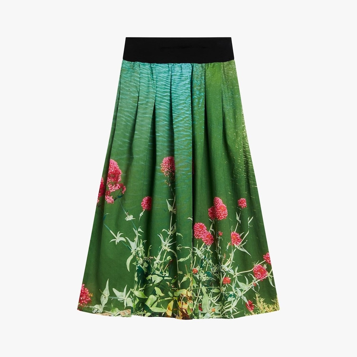 フォトプリント コットン ロング フレア スカート ”Valerianes flowers